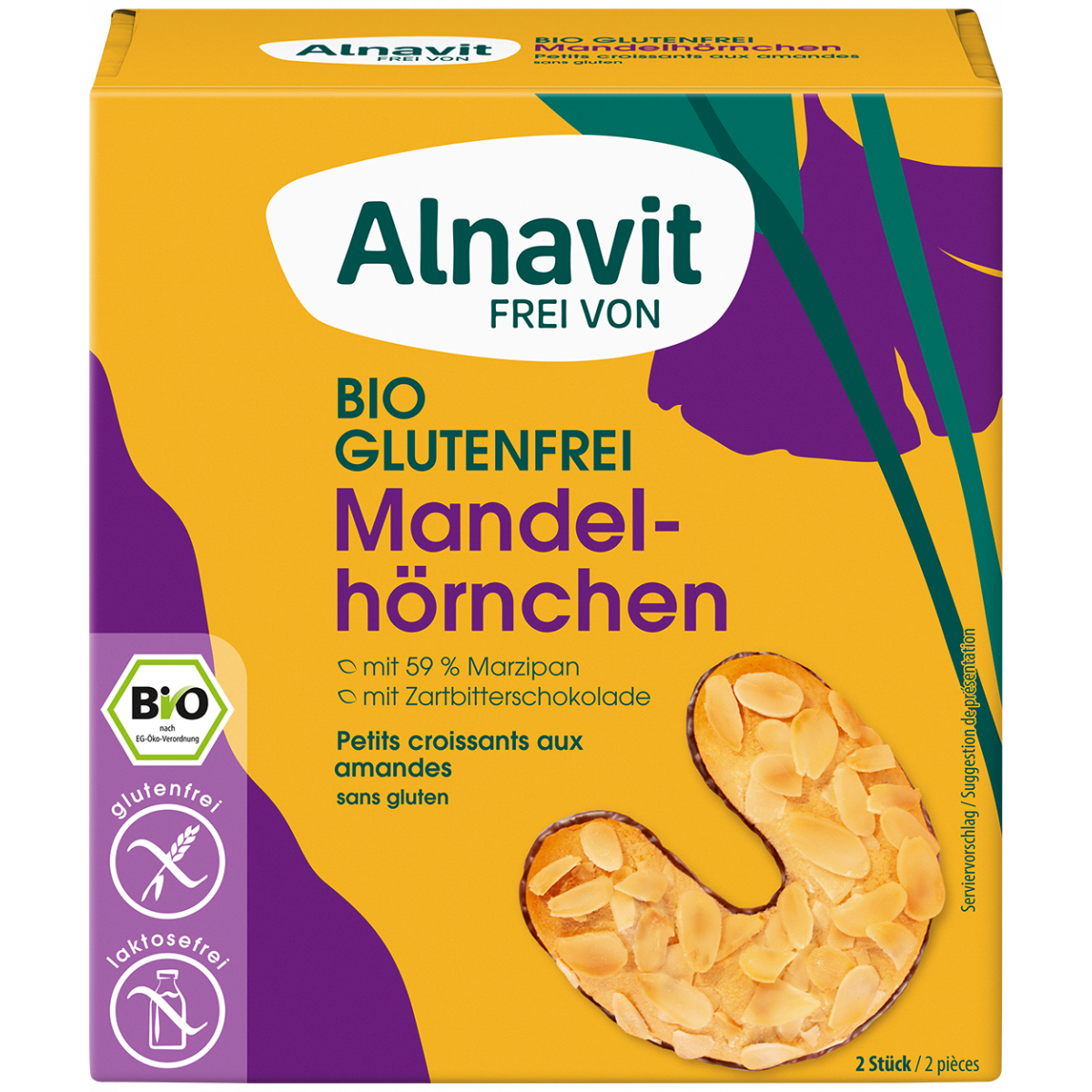 Alnavit Organic Almond marzipan Chocolate Croissant Cookies 150gr