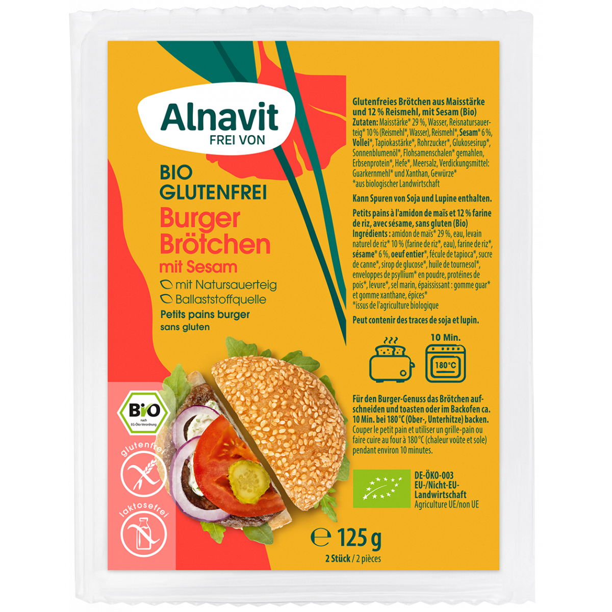 Alnavit Organic Hamburger Buns (2pieces) 125gr