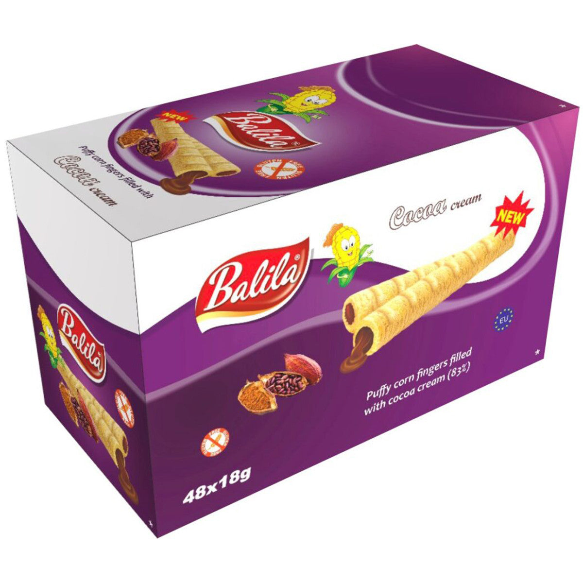 Balila Corn Tubes Filled with Cocoa cream (48pieces) 864gr