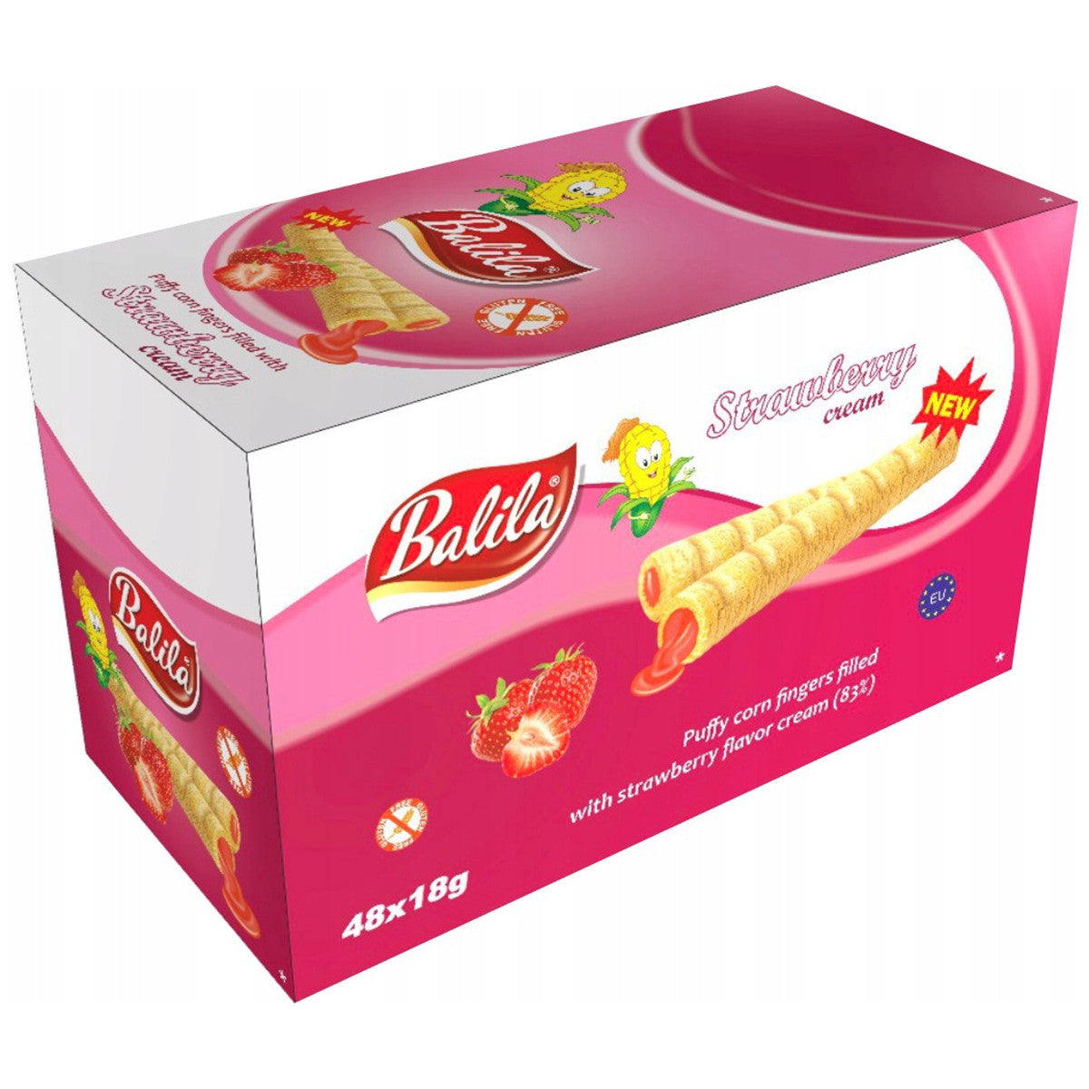 Balila Corn Tubes Filled with Strawberry cream (48pieces) 864gr