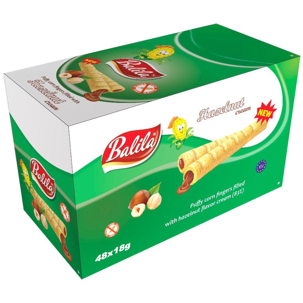 Balila Corn Tubes Filled with Hazelnut cream (48pieces) 864gr