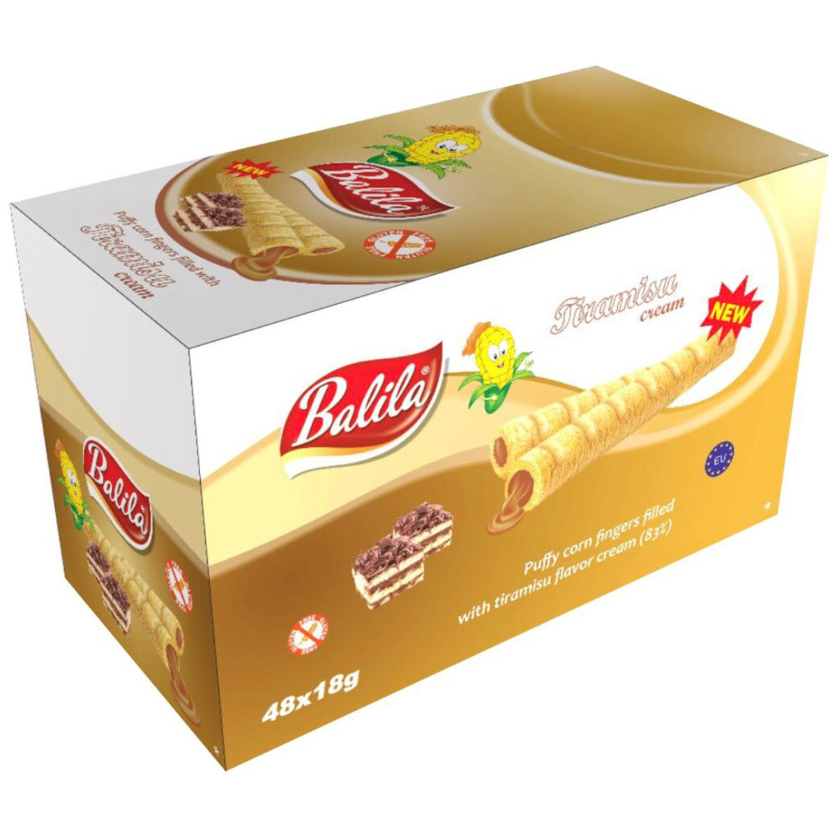Balila Corn Tubes Filled with Tiramisu cream (48pieces) 864gr