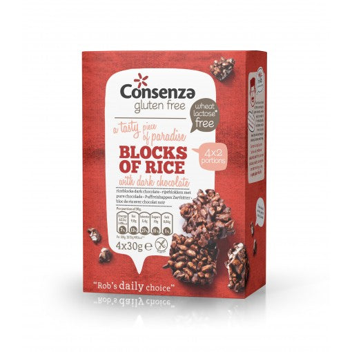 Consenza Organic Chocolate Rice Blocks 120gr