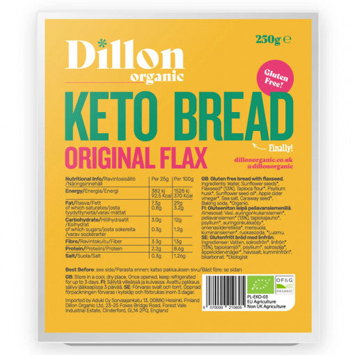 Dillon Organic Keto Original with Flaxseed Bread 250gr