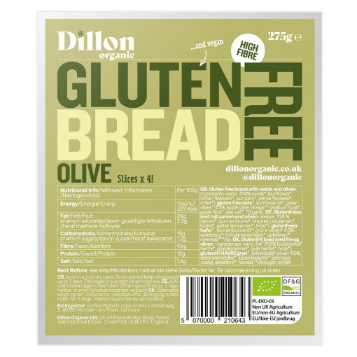 Dillon Organic Keto Olive Multiseed Bread 275gr