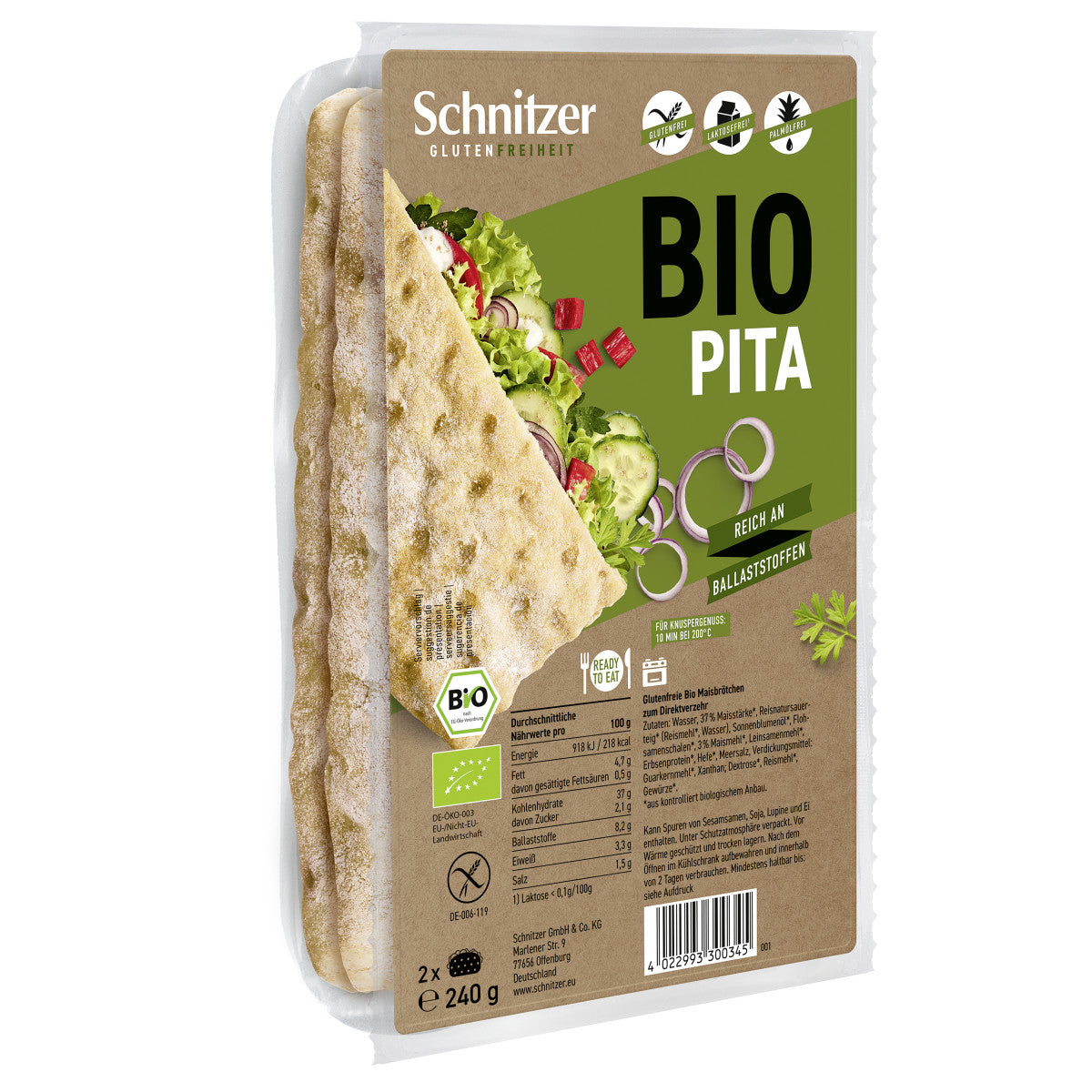 Schnitzer Organic Pita (2 pieces) 240gr