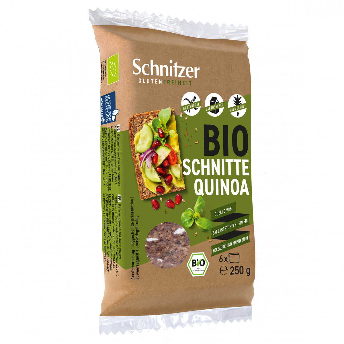 Schnitzer Organic Sourdough Quinoa, Pumpkin, Sunflower seeds sliced bread 250gr