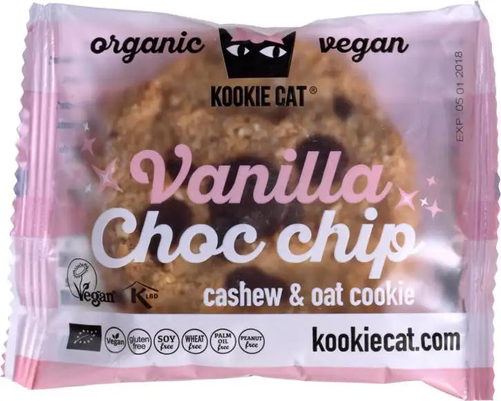 Kookie Kat Organic Vanille Cashew Oat Choco Chip Cookie 50gr