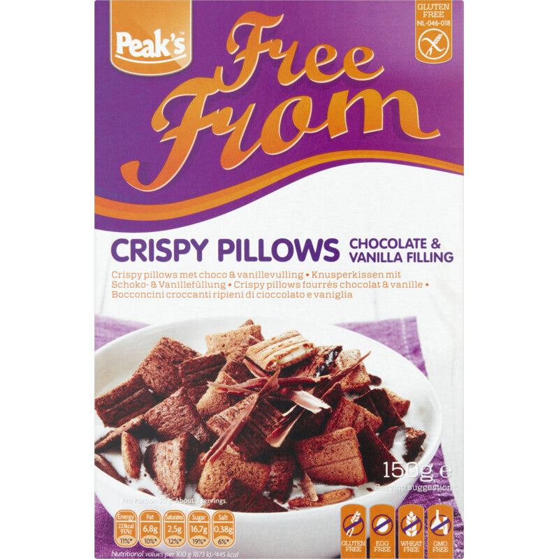 Peak's Crispy Pillows with Chocolate & Vanilla filling 150gr
