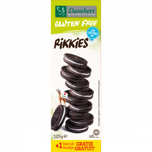Damhert Cocoa Vanille Sandwich Cookies Rikkie (Like Oreo) 125gr