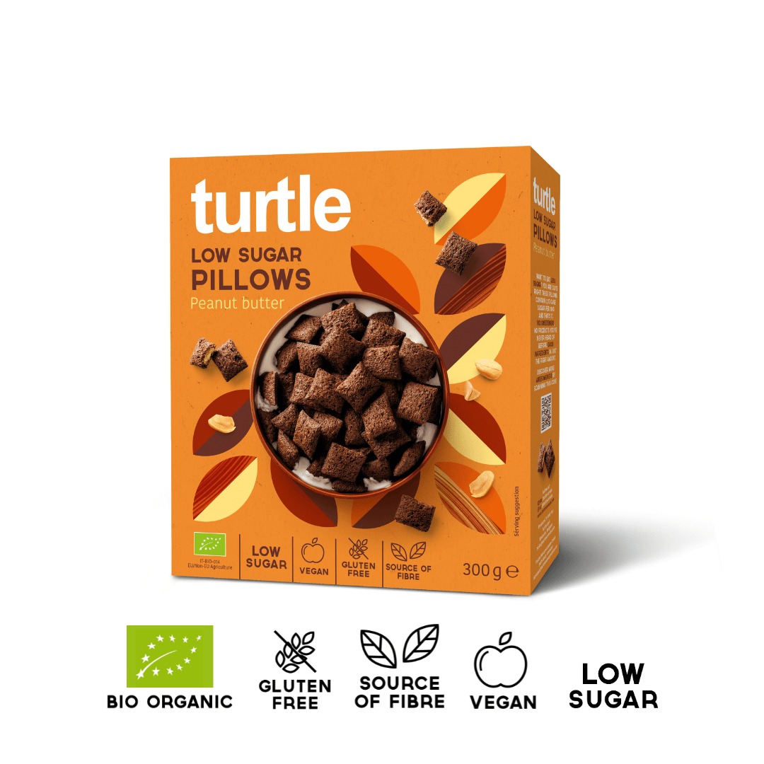 Turtle Organic Pillows Peanut Butter Low Sugar 300gr