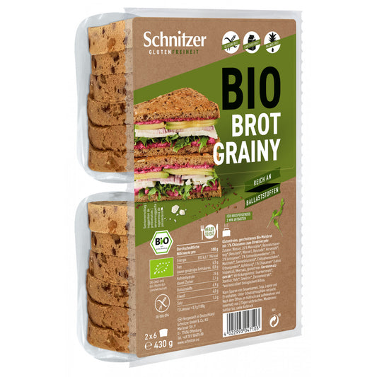 Schnitzer Organic Grain sliced bread with chia, flax, sunflower seeds 400gr